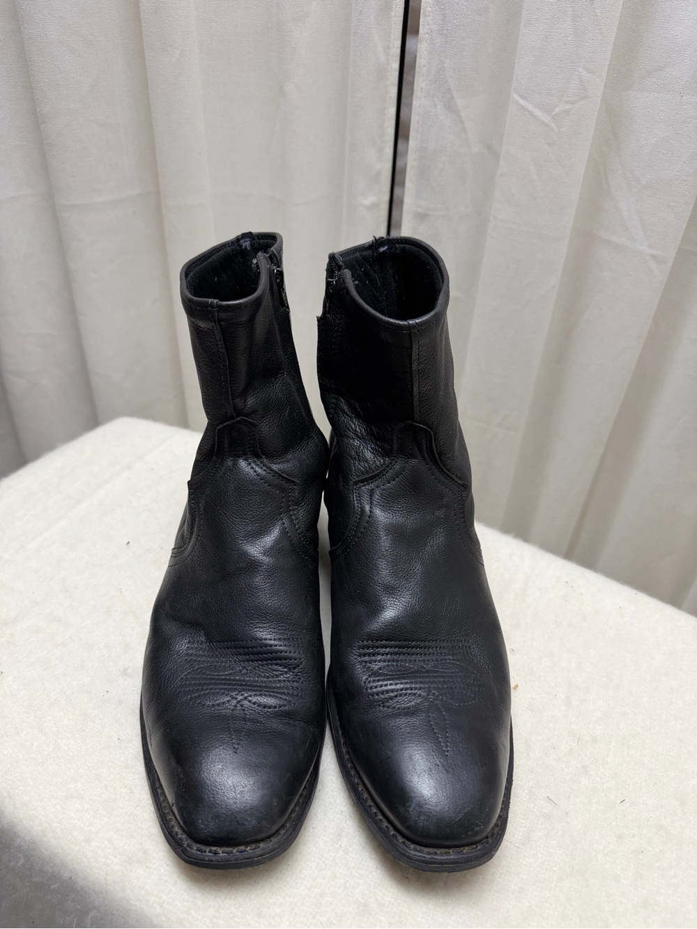 Abilene Boot Co. Black Leather Zip Ankle Boots